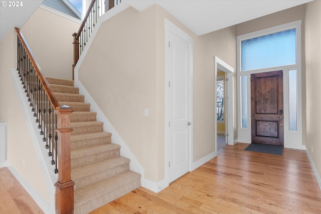 foyer entrance featuring light wood-type flooring