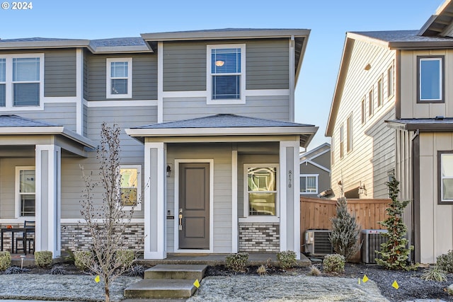 view of front of home with central AC