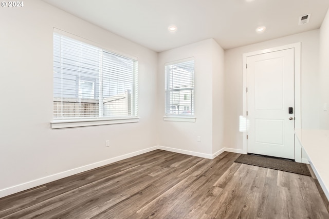 foyer entrance with wood-type flooring