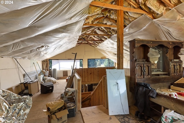 view of unfinished attic