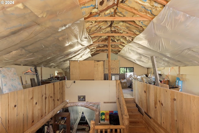 view of unfinished attic