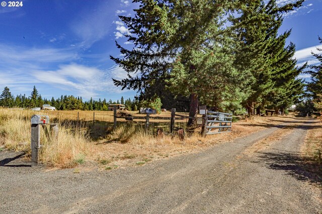 view of road featuring a rural view