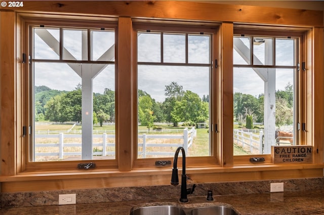 room details with dark countertops and a sink