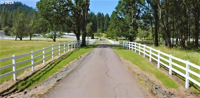 view of street featuring a rural view