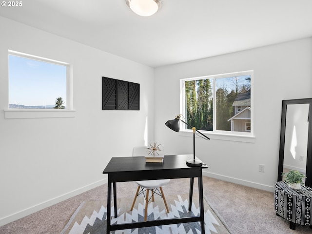 carpeted office with plenty of natural light