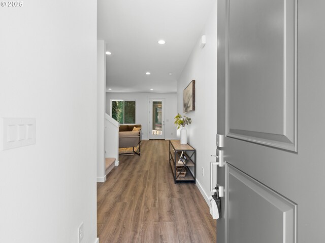 hall featuring light hardwood / wood-style flooring