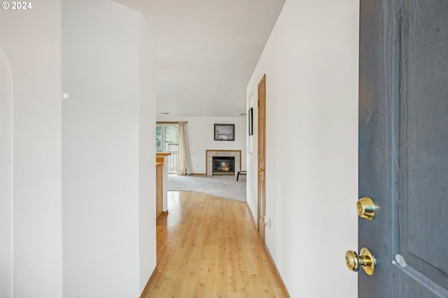 corridor featuring light wood-type flooring