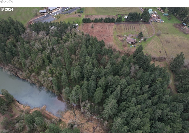 aerial view featuring a rural view and a water view