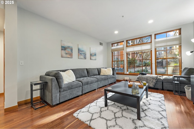 living room featuring wood-type flooring