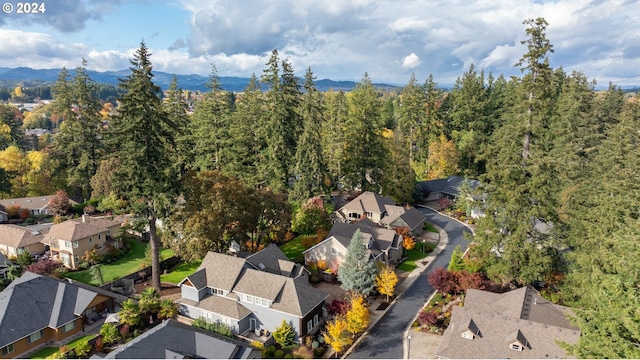 bird's eye view with a mountain view