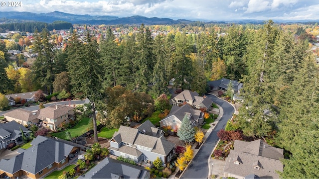 bird's eye view with a mountain view