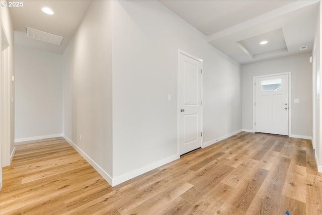 entrance foyer with light hardwood / wood-style flooring