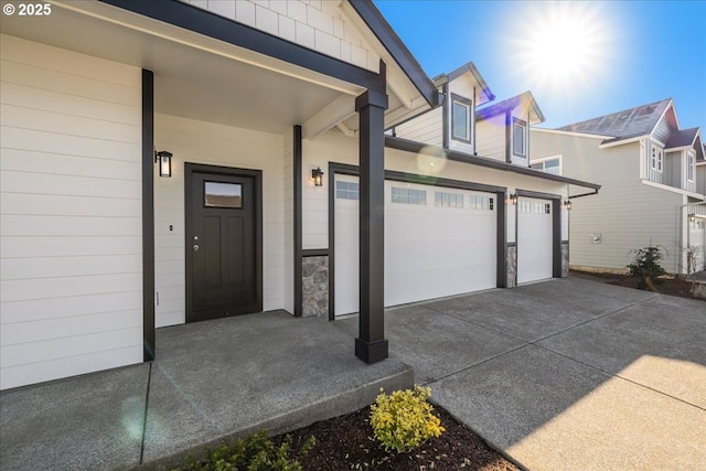 exterior space featuring a garage