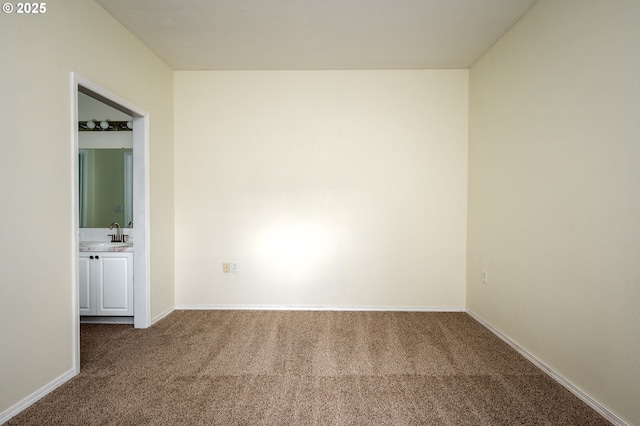 empty room with sink and carpet floors