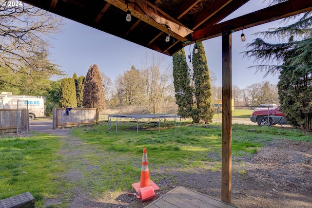 view of yard with a trampoline