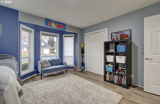 living area featuring light hardwood / wood-style flooring