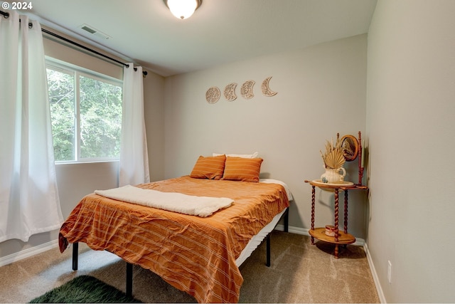 bedroom with carpet floors and baseboards