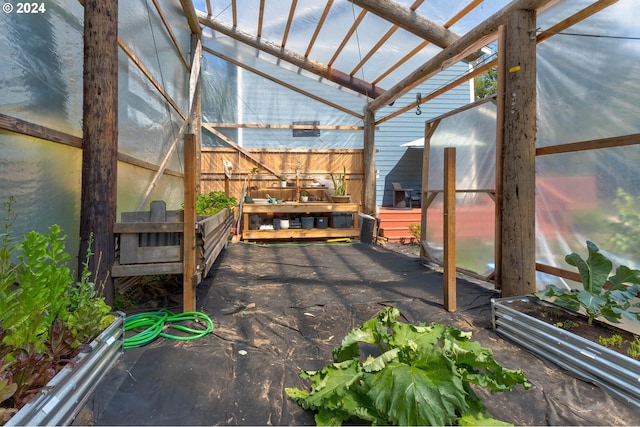 view of patio / terrace featuring a garden