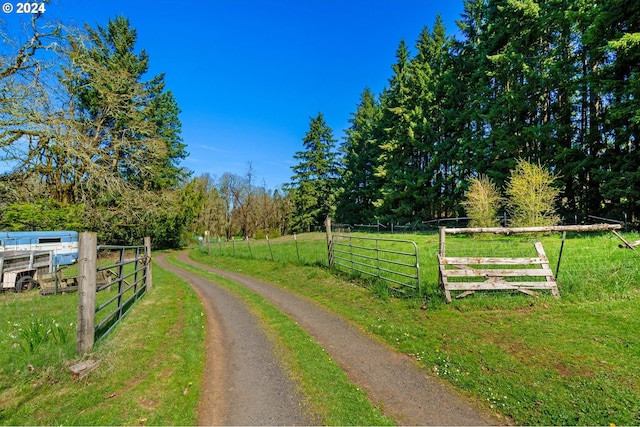 view of road featuring a rural view