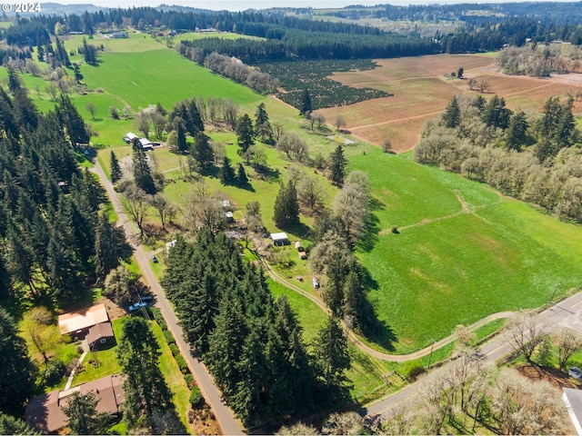 birds eye view of property featuring a rural view