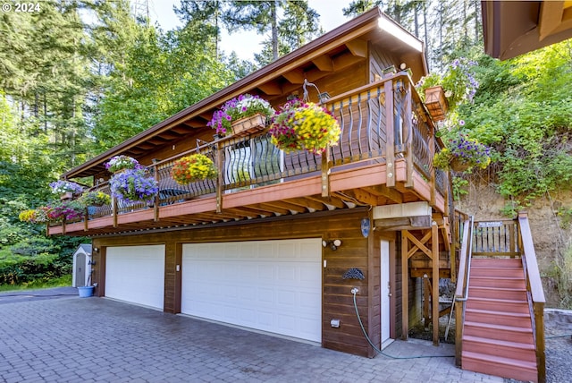 exterior space featuring a garage