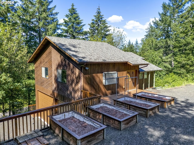 exterior space featuring a garage