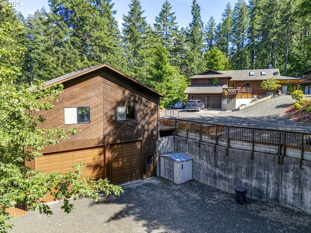 view of patio featuring a garage