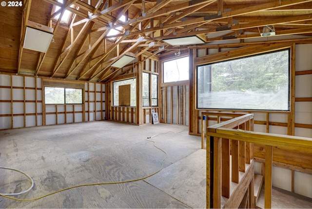 misc room with vaulted ceiling