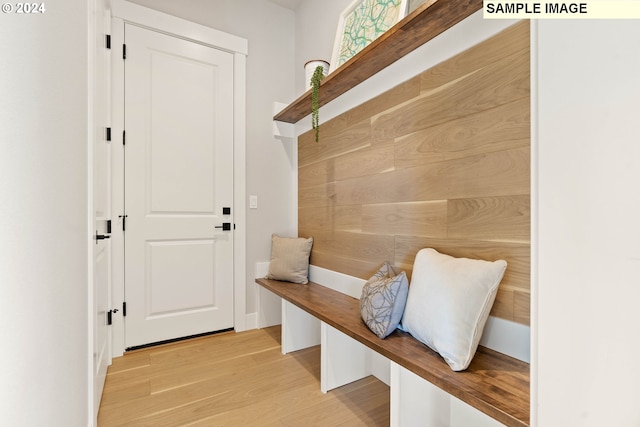 mudroom featuring light hardwood / wood-style flooring