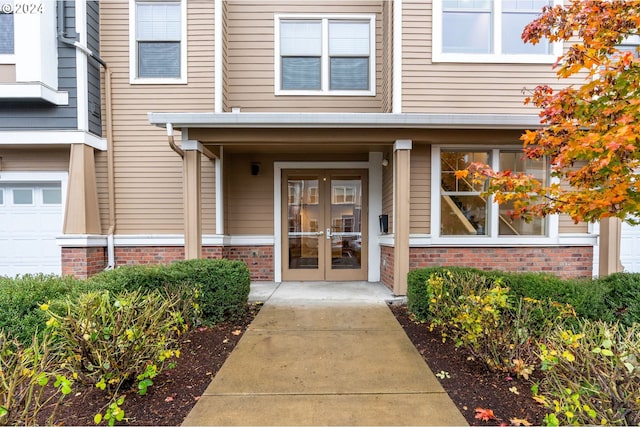 property entrance with french doors