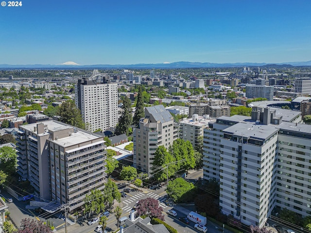 drone / aerial view with a mountain view