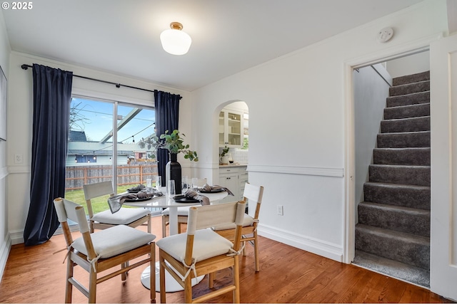 dining space featuring light hardwood / wood-style floors