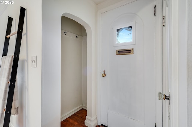 interior space with dark hardwood / wood-style flooring