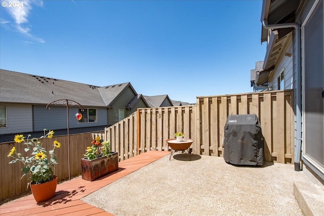 view of patio featuring a wooden deck