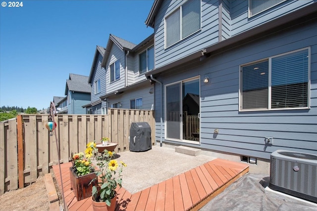 wooden deck with cooling unit