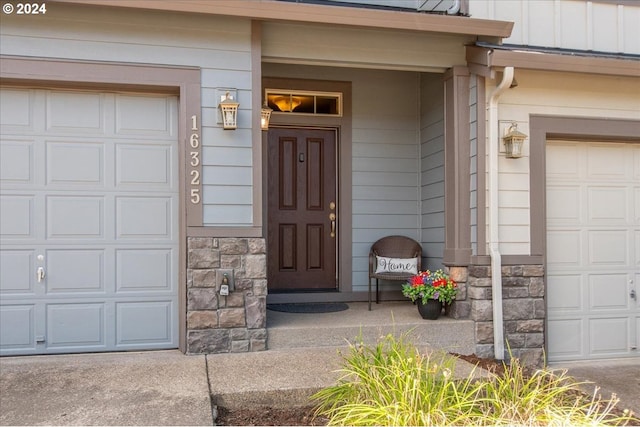 entrance to property with a garage