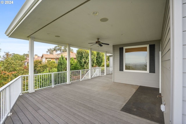 deck featuring ceiling fan