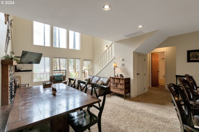 view of carpeted dining space