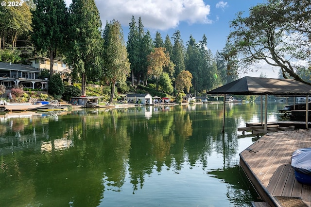 dock area featuring a water view