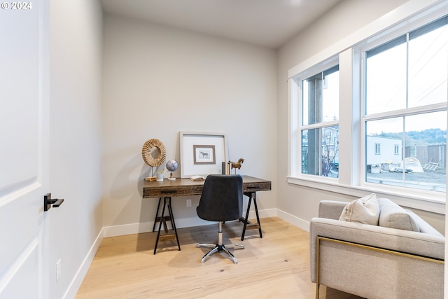 office featuring light wood-type flooring