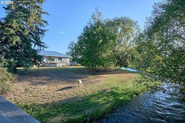 view of yard featuring a water view