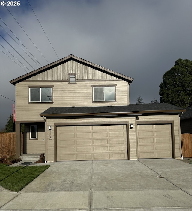 front facade with a garage