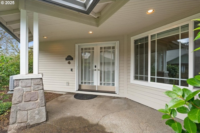 property entrance with french doors