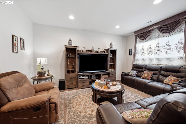 living room with wood-type flooring