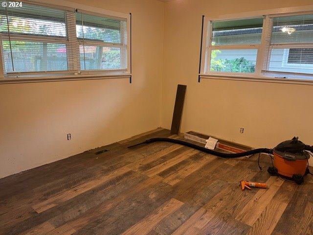 spare room featuring wood-type flooring