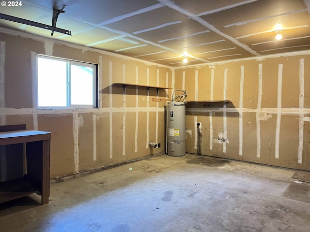 basement with water heater