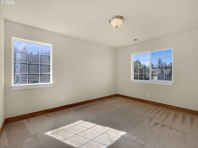 spare room with light colored carpet