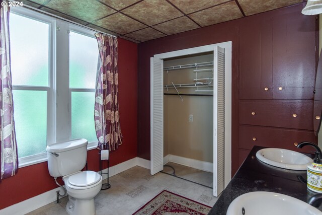 bathroom with a wealth of natural light, vanity, and toilet