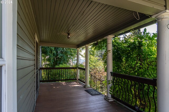 deck with covered porch