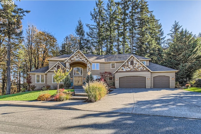 view of front of house with a garage